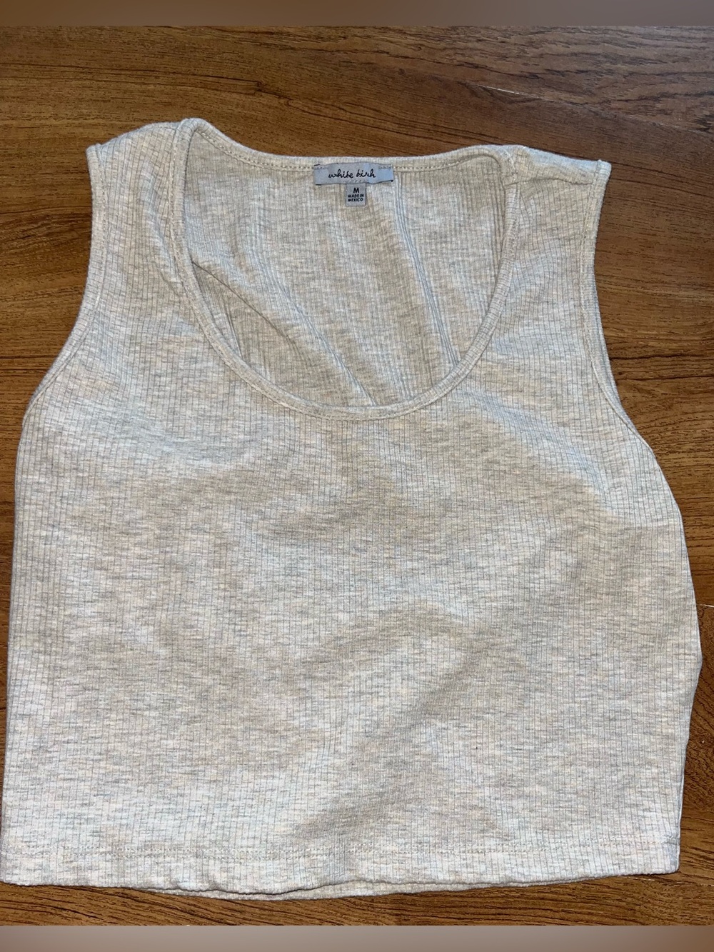 White Birch beige Tan Crop Top Tank Top women Medium